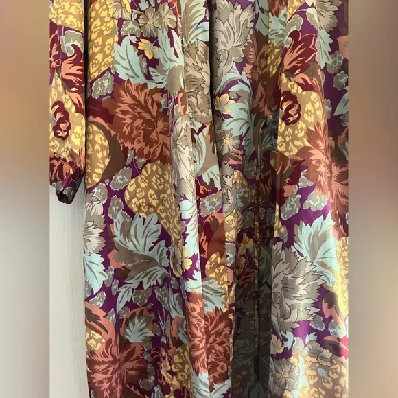 VTG Bloomcore 90s Silky Satin Kimono Festival Boho Balletcore Resortwear Robe - Picture 3 of 9